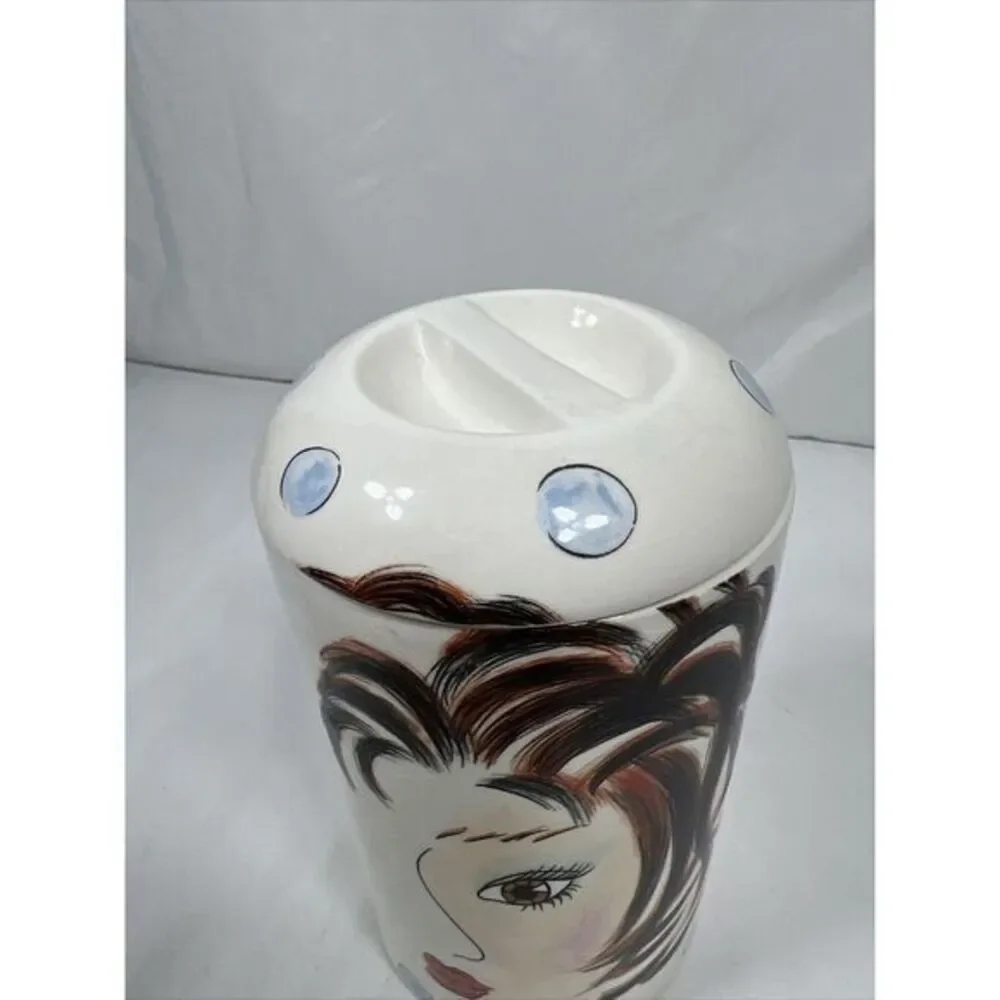 Cheryl Thompson Atmosphere Lady Face Covered Dishes Storage Canister Art‎ Decor